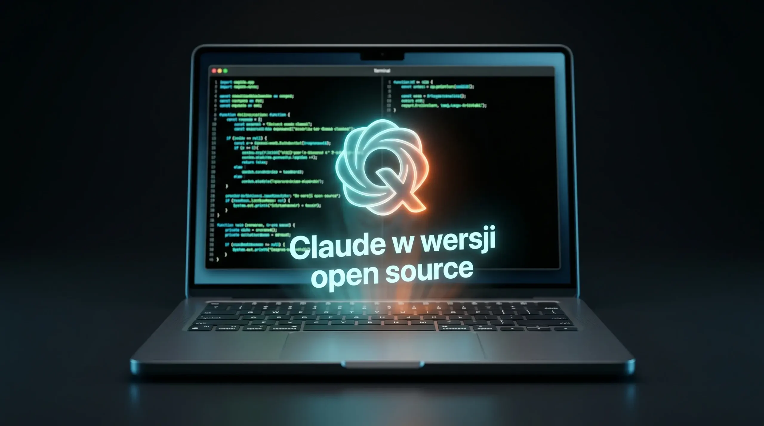 Qwen3.6-35B-A3B - otwarty model Alibaby na licencji Apache 2.0 hologram nad laptopem